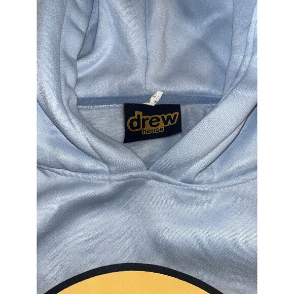 Drew House Hoodie LARGE Light Blue Sweatshirt Justin Bieber Smiley Music Cotton - Picture 4 of 8